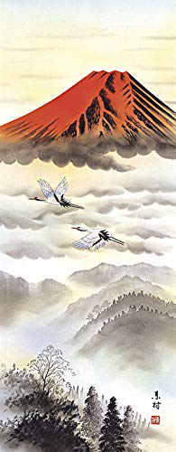 白字掛軸 Amazon.co.jp: 掛け軸 開運 赤富士 東村 床の間 54.5cm×190cm 尺