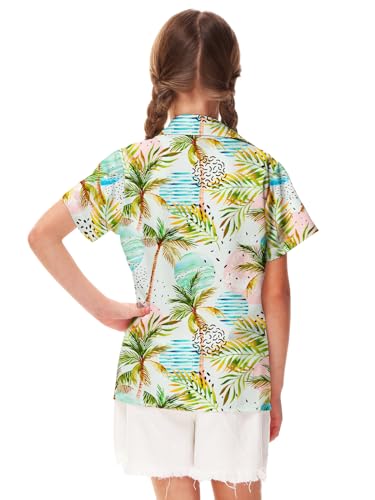 Image of Remimi Unisex Kids 4th of July Button Up Shirt Boys American Flag Print Hawaiian Beach Short Sleeve Tops 5-14 Years