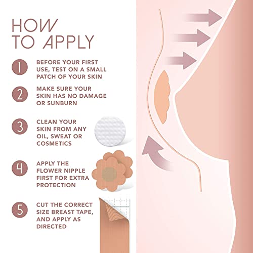 Image of RECLUSE Boob Tape with 10pcs Nipple Cover & 36pcs Fashion Tape Double Sided Body Tape Adhesive Strapless Bra & Heavy Breast Support - Boobs Tape for Women Clothes - Waterproof Tape