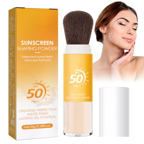 Polvo de protección solar mineral SPF 50, con cepillo, resistente al agua y control de aceite, acabado mate natural (8 g)