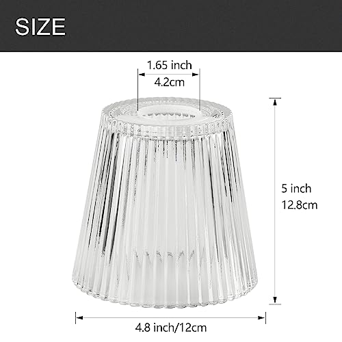 Image of 3 Pack Clear Glass Shade Covers Replacements, 5in Height, 4.8in Diameter, 1.65in Fitter, Striped Clear Cone Glass Lamp Shade Replacement for Ceiling Fan Chandelier Pendant Wall Sconces