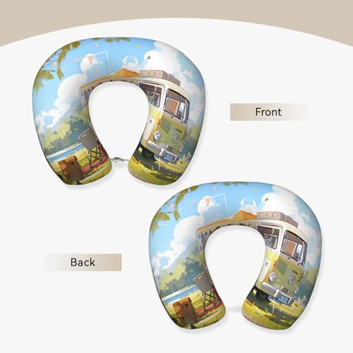 Almohada de viaje Polycotton Negro forma semicircular miniatura 3