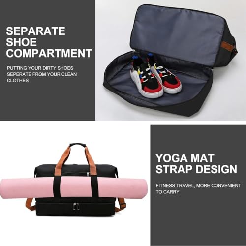 Image of CAVALO - Be Unique Duffle Cum Tote Bag Weekender /Overnight Bags for Women and Men, for Travel, Sports, Gym Bag, Waterproof with Shoe and Wet Clothes Compartments (Black)