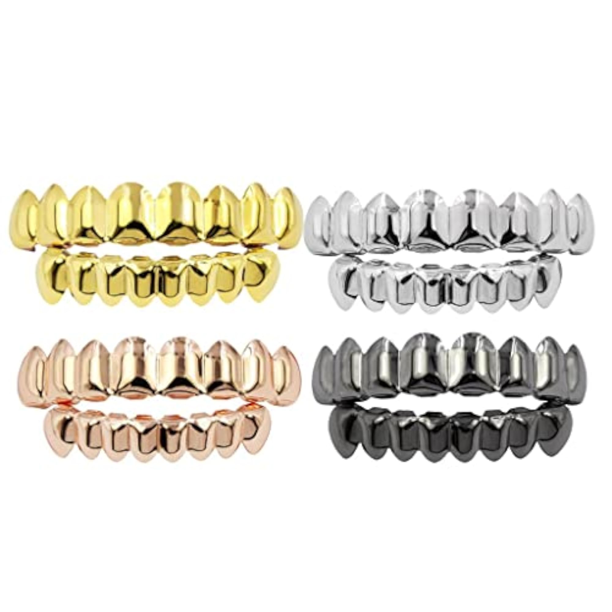 2 Pcs 18K Golden Plated Grills Dental Grills Set