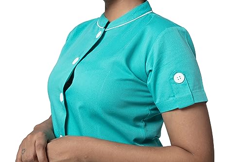 Image of UNIFORM CRAFT - Polyester Cotton Twill Nurse Uniforms - Ideal for Nurse Uniforms for Women | Clinic Uniforms | Scrub Suit for Nurses | Hospital Uniform, NT11 Light Teal XL