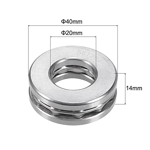 Uxcell A21032700UX0020 S51204 Thrust Ball Bearing 20Mm Bore 40Mm Od 14Mm Thick Stainless Steel thumb #2