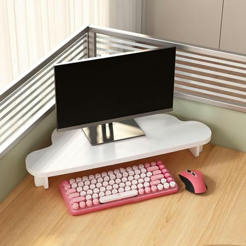 Soporte de esquina para monitor, estante de escritorio con forma de nube para monitor de computadora con organización de oficina, elevador de pantalla triangular universal para impresora/portátil
