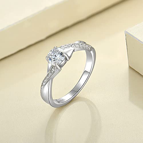 Yl 925 Sterling Silver Engagement Ring 5Mm 3A Cubic Zirconia Infinity Ring For Women-Size8 #TOP3
