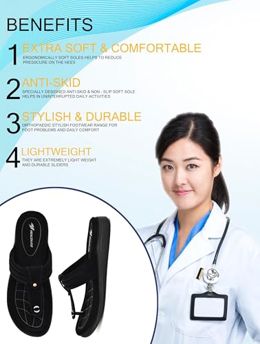 Image of HEALTH FIT EXTRA SOFT Women's Comfortable Memory Foam Doctor Slippers /Flip-Flops|Fashionable Casual & Stylish|Lightweight & Breathable|Outdoor Synthetic Casual Chappals Sandals Ladies & Girls HF28