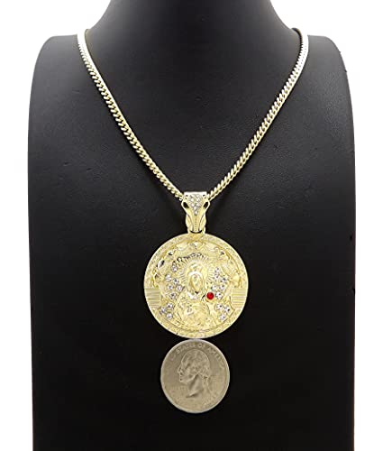 Iced Out Saint Barbara Pendant Box/Cuban/Rope Chain Fashion Necklace XSP414 (20, Gold Cuban Chain)4