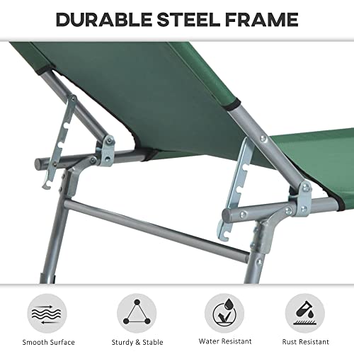 Outsunny Outdoor Folding Sun Lounger Camping Bed Portable Recliner Patio Beach Light Weight Chaise Garden Reclining Chair (Green) #TOP5