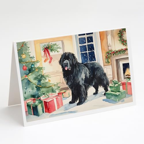 Caroline's Treasures DAC2708GCA7P Newfoundland Cozy Christmas Greeting Cards Pack of 8 Blank Cards with Envelopes Whimsical A7 Size 5x7 Blank Note Cards