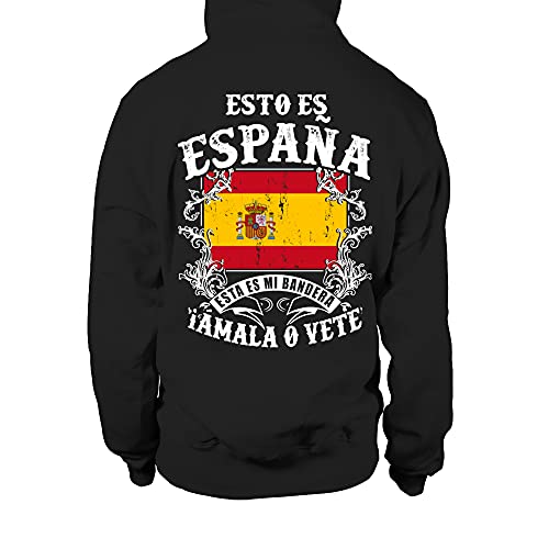 Teezily Sudadera Con Capucha Unisex Esto Es España Esta Es Mi Bandera Amala O Vete - Negro - M