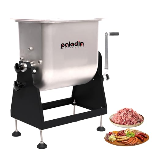 Paladin Equipment 50 Pound Capacity Manual Meat Mixer, 7 Gal Manually Cranked All Stretch Stainless Steel Sausage Mixer for Kitchen, Deer Processing, Commercial and Home Use