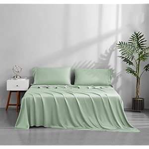 ACCURATEX Cooling Sheets Twin Size - 100% Viscose Made from Bamboo, Luxury Cool Silky Sheet Set for Twin Size Bed, Super Soft Breathable Bedding Sheets up to 16 inches Deep Pockect, Beige Be