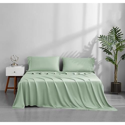 ACCURATEX Cooling Sheets Twin Size - 100% Viscose Made from Bamboo, Luxury Cool Silky Sheet Set for Twin Size Bed, Super Soft Breathable Bedding Sheets up to 16 inches Deep Pockect, Beige Be