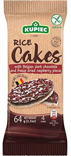 Kupiec Rice Cakes with Belgian Dark Chocolate and Freeze Dried Raspberry Pieces 64g