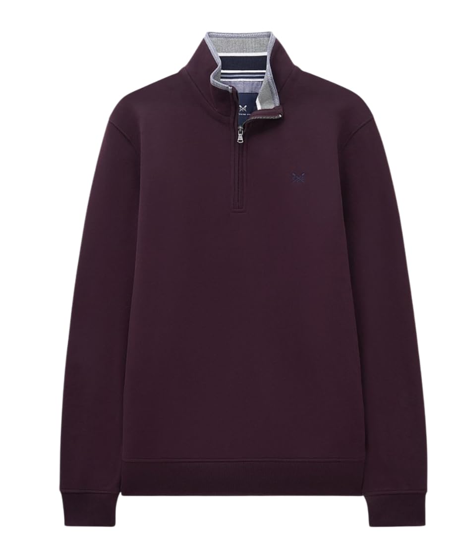 Crew Clothing MENS Classic Half Zip Sweatshirt (UK, Alpha, L, Regular, Regular, WINE)