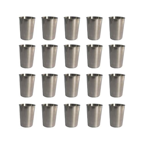 jojofuny 20 Vasos de Acero Inoxidable Apilables E Irrompibles de 30ml, Tazas Anti-caídas para Camping al Aire Libre y Senderismo, Aptos Adultos