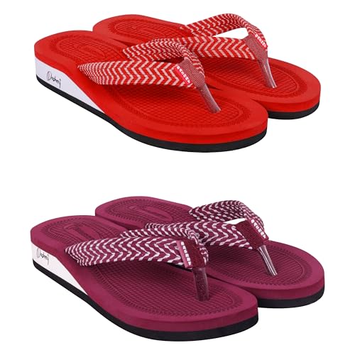 Image of Dashny Women's (1436-1434) |Extra Super Soft Comfortable Slippers |Red Brown Casual Slides Slippers