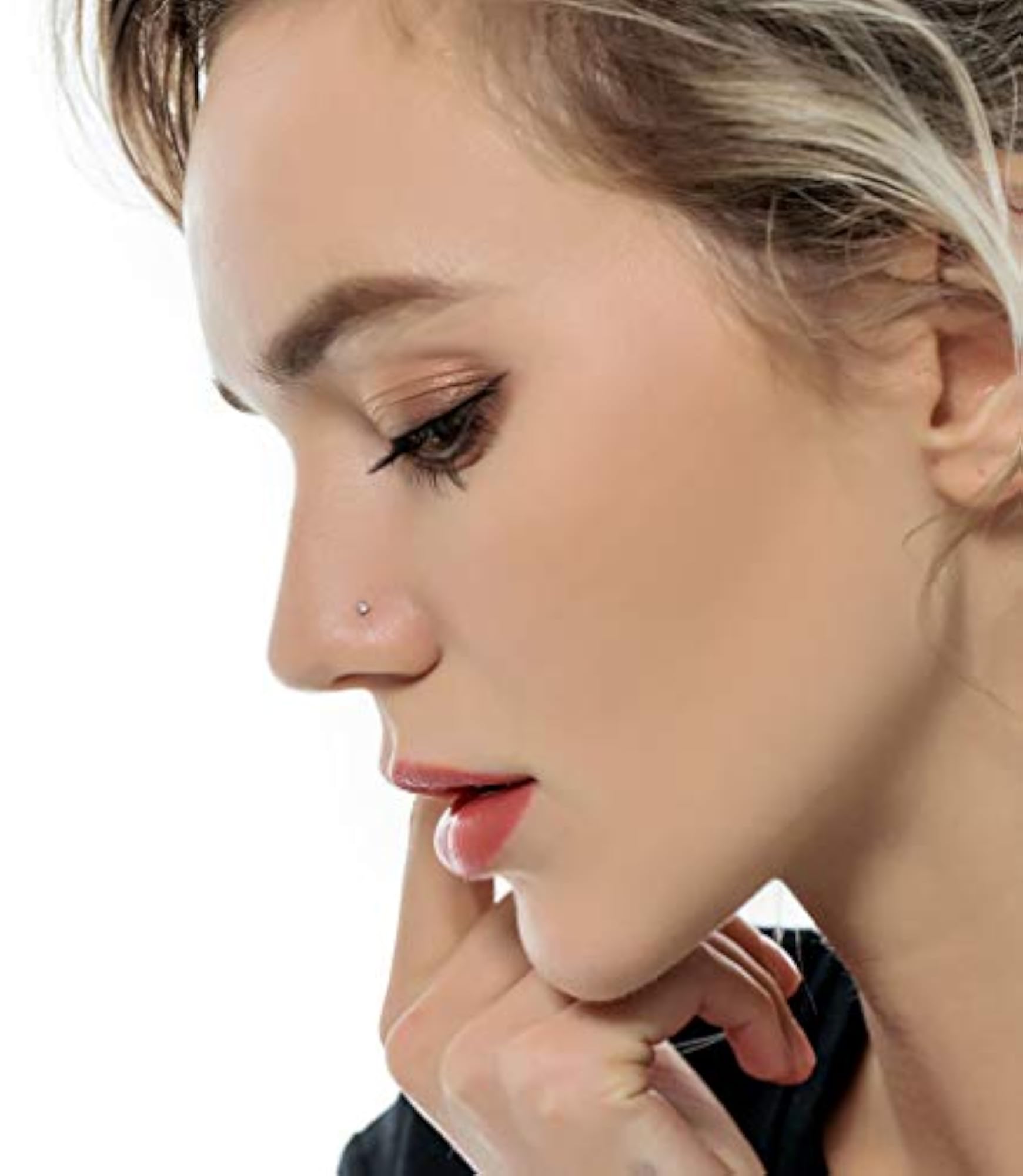 20G Surgical Steel Nose Ring Hoop with CZ Stud Retainer
