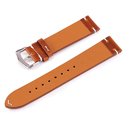 Bracelet de montre rétro acier inoxydable et cuir véritable 18-24mm - 5