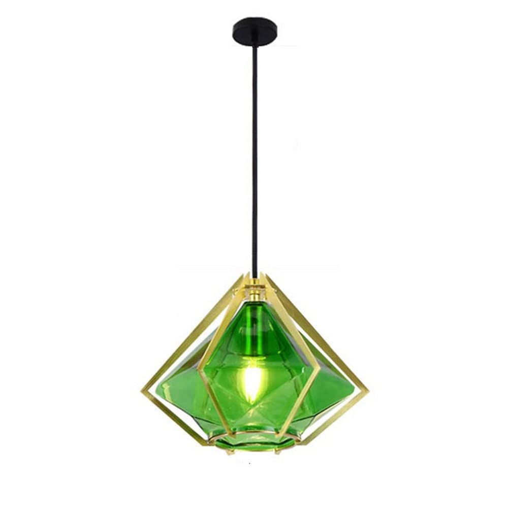 Suspension intérieure à tête unique en verre diamanté et finitions métalliques