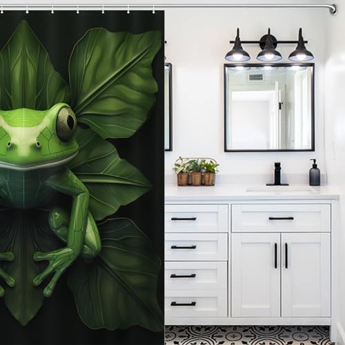 Rideau de douche grenouille imperméable 152x183 cm avec crochets