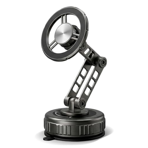 FABTEC Multi-Angle Magnetic Mobile Holder with Vacuum Suction Cup | Strong 360° Adjustable Stand for Car Dashboard, Mirrors, Kitchen & Gym Surfaces | Universal Locking Mount for All Smartphones