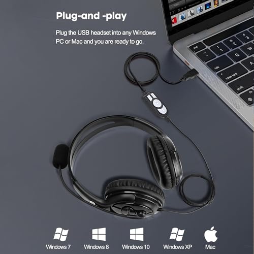 BigPassport USB Headphone with mic, Wired Over Ear Computer Laptop Headphones for Skype, Zoom Online Classes, Office & Call Centre Model- Pro-Tech... - Image 3