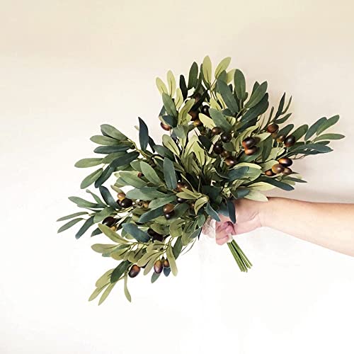 5 Pack Olive Branches Artificial Plants Greenery Stems Olive Leaves Fake Fruits Silk Plants #TOP4