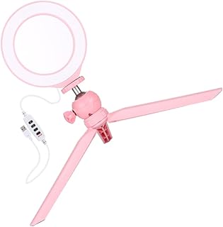 UKCOCO 1 Set Pink Ring Light Portable Tripod Tabletop Tripod Cellphone Tripod Xmas Gift Dimmable Ring Light Portable Phone Ring Light Tripod Makeup Light Tripod Ring Light Marquee Lights