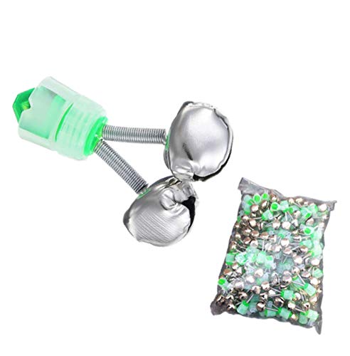 100 PCS Fishing Rod Bells, Spiral Fishing Bite Indicator Alarm, Rod Tip Clip Clamp Ring Dual Sound Alert with Twin Bells Jingle, Fishing Portable Tackle Accessories Equipments Gadgets
