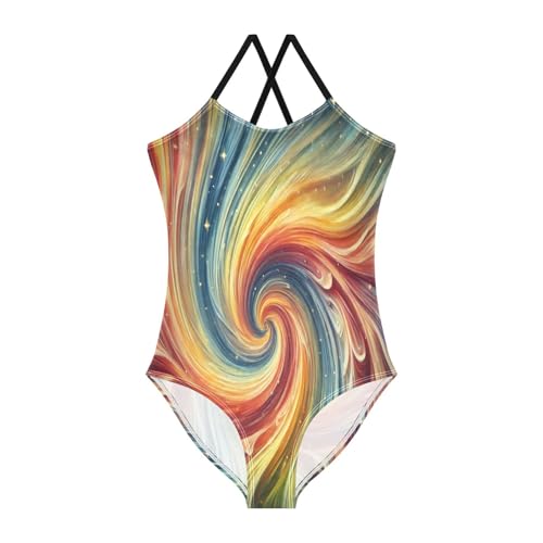 Flow Colorful Stars Bathing Suits for Girls Swimsuit Summer Beach One Piece Swimsuits Swimwear