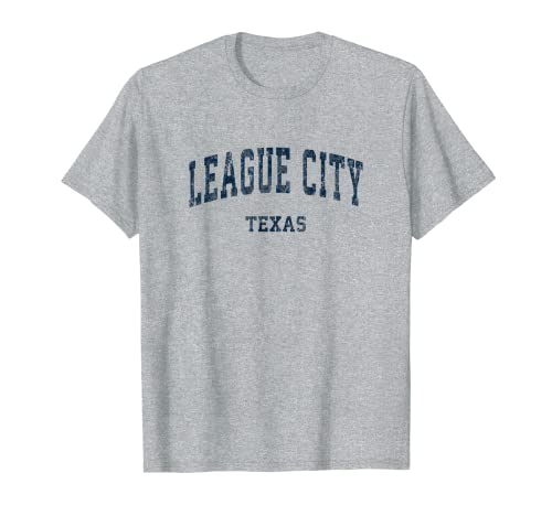 League City Texas TX Vintage Varsity Sports Diseño Marino Camiseta