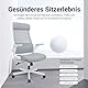 MELOKEA Bürostuhl Ergonomisch mit Verstellbare Kopfstütze, Schreibtischstuhl aus Mesh, Bürostuhl 200kg, Klappbare Armlehnen, Breites Sitzkissen, Wippfunktion, EN 1335 Computerstuhl, Desk Chair, Grau