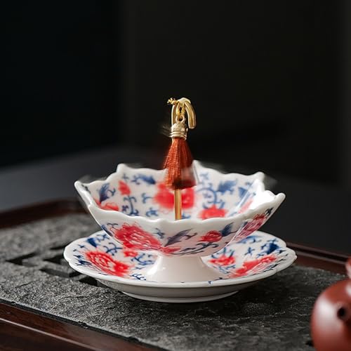Elegant Ceramic Tea Infuser in Traditional Chinese Design - Umbrella-Shaped Filter for Tea Enthusiasts and Artistic Collectors - Image 4