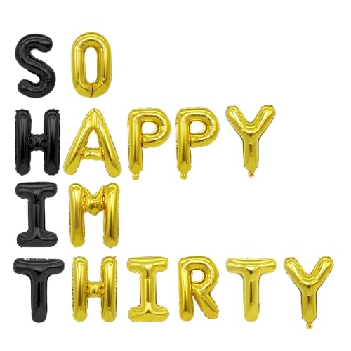 Decorit So Happy IM Thirty Balloon Banner, RIP to My 20s, Farewell Youth, Not in Twenties Anymore Funny Happy 30th Birthday Party Balloon Decorations for Women and Men, 30th Bday Gift Ideas for Him