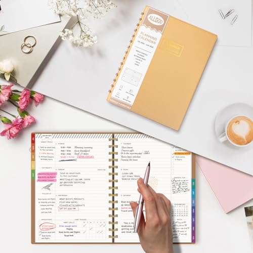 2024-2025 Planner - Weekly & Monthly Planner 2024-2025, Jul 2024 - Jun 2025, 5.5 x 8.5\", Academic Year Planner, Flexible Soft Cover Planner Spiral Daily Planner Organizer, Monthly Tab, Gold