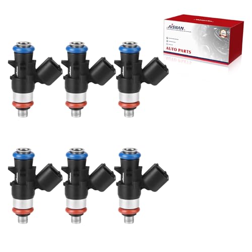 AISHAN Set of 6 Fuel Injectors, 0280158313 Injector for Jeep Cherokee V6 3.2L 2014-2017 04627794AA, 4 Holes