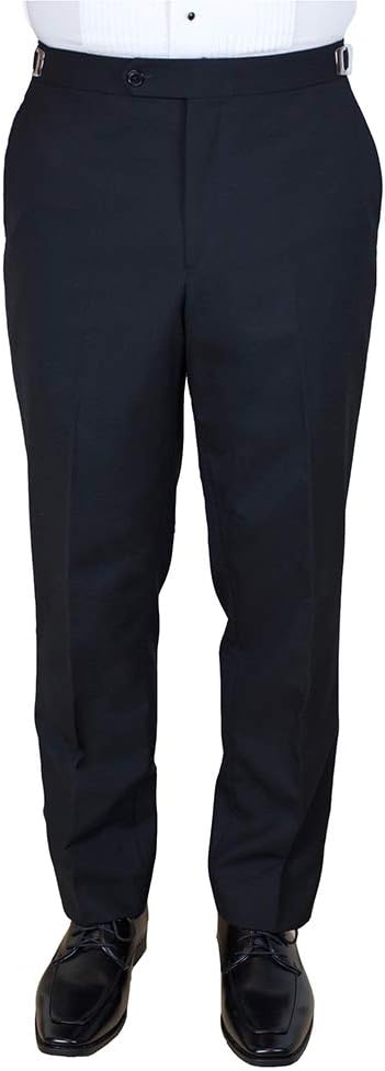 Sir Gregory Men’s Adjustable Waist Formal Fitted Trousers with Satin Stripe - Image 3