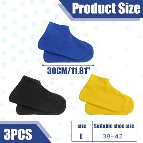 Schuhüberzieher Wasserdicht 3 Paar,Silikon überzieher Schuhe,Regen Schuhüberzieher Rutschfeste,Schuhüberzieher Mehrweg,für Outdoor Regen Schneetag Schlammige Straßen Europäische Schuhgröße (38-42)
