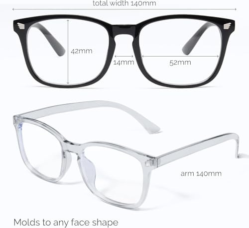 Image of Roshfort Square Zero Power Blue Cut Computer Glasses | Gaming Glasses | Anti Glare, Lightweight & Blocks Harmful Rays | UV Protection Specs | Men & Women | Medium