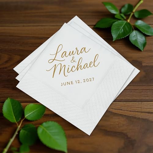 Servilletas de papel personalizadas para boda 6.5x6.5 in miniatura 6
