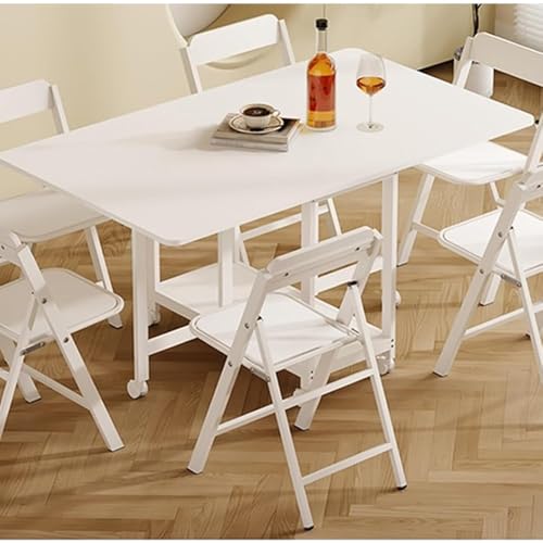 Mesa de comedor extensible con 6 sillas, altura ajustable, ahorro de espacio, mesa de cocina con ruedas para apartamentos pequeños, escritorio de estudio versátil (150 cm)