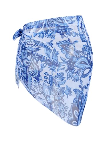 Image of ZAFUL Women's Sarong Coverups Beach Wrap Sheer Bikini Cover Up Mini Skirt | Wraps Swimwear, Cover Ups for Swimwear, Multi-Wear, Texture, Floral