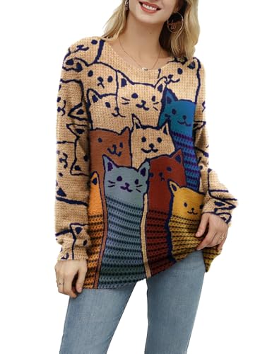 Women Christmas Sweater Graphic Printed Oversized Pullover