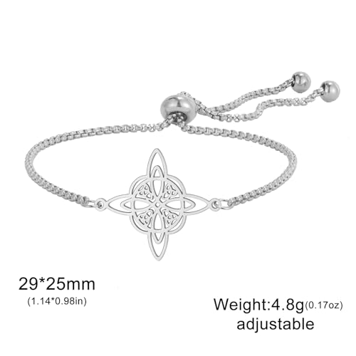 TEAMER Adjustable Witches Knot Bracelet Stainless Steel Celtic Knot Box Chain Bracelet Amulet Vintage Jewelry for Women (Silver) by TEAMER - Used condition - Image 7