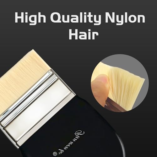 LUNDOME 3 PCS Flat Paddle Paint Brush Set, Nylon Painting Brushes for Acrylic, Oil, Paint, Varnishes, Watercolor, Painter, Students, Artist and Watercolor Brushes Paints (1"", 2"", 3""), pwb-400