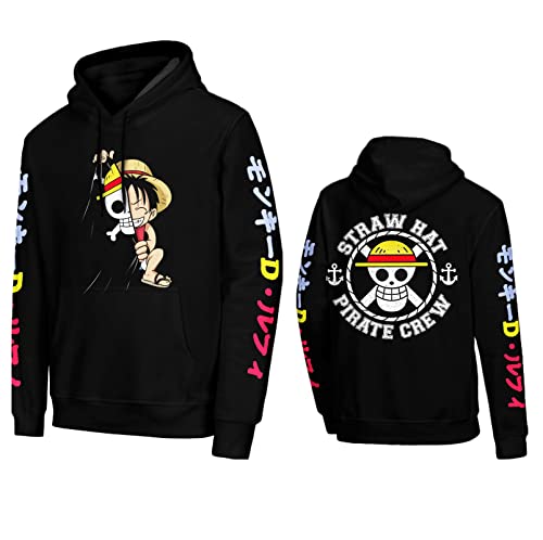 WIFSEELING One Piece Fleece Hoodie Anime Print Hoodies Sweatshirts Men Women Teens Hip Hop Fashion Sweatshirt Pullover with Pockets 2XL